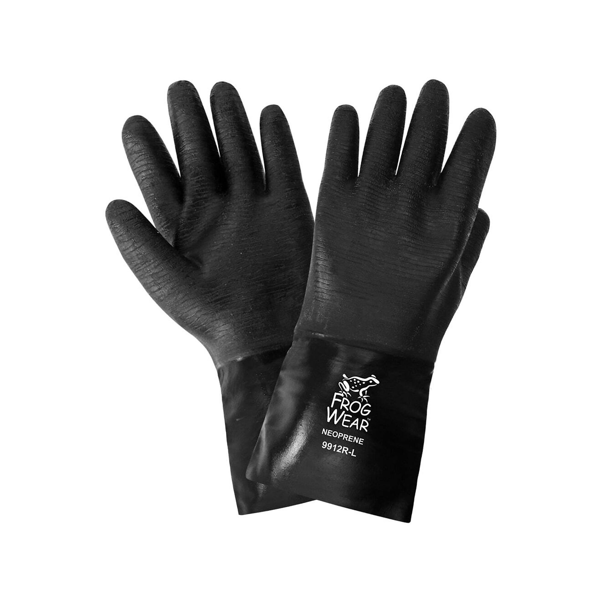 FrogWear 12-Inch Neoprene Rough Etched Chemical Gloves - 12 Pairs